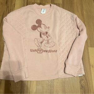 Walt Disney World Blush Pink Mickey Mouse Quilted Sweatshirt M